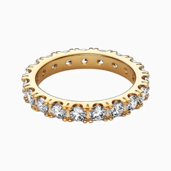 Anillo De Plata Eternidad Fila Brillante Dorado