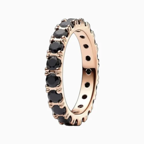 Anillo De Plata Eternidad Fila Negra