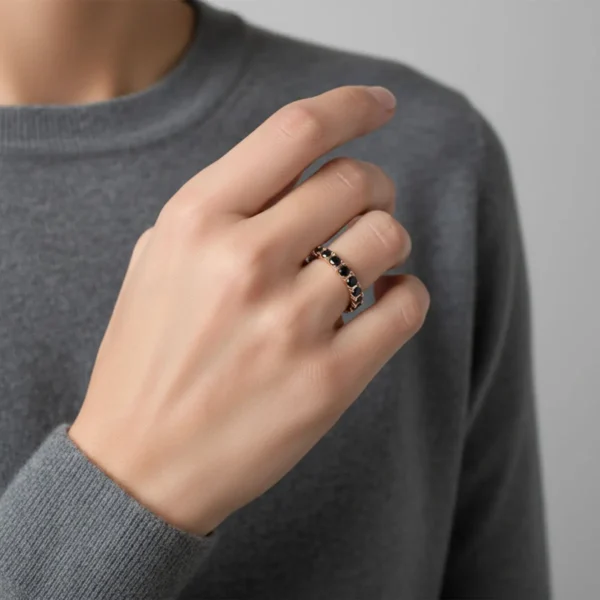 Anillo De Plata Eternidad Fila Negra Anillo De Plata Eternidad Fila Negra