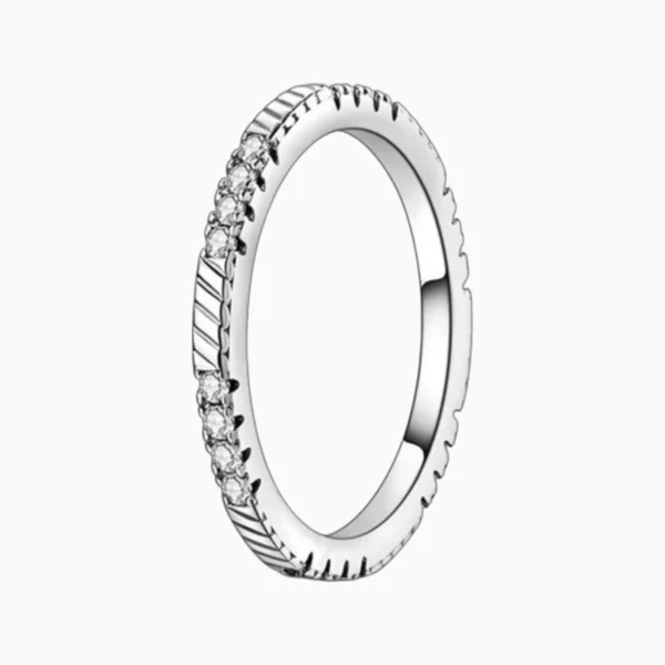 Anillo De Plata Fila Brillante