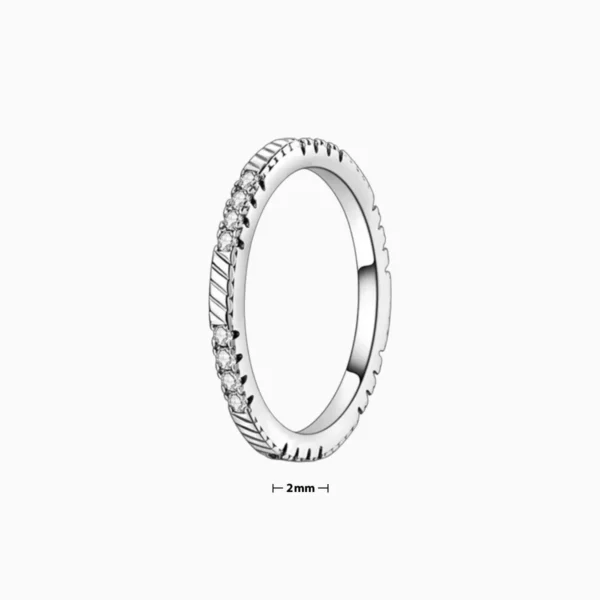 Anillo De Plata Fila Brillante