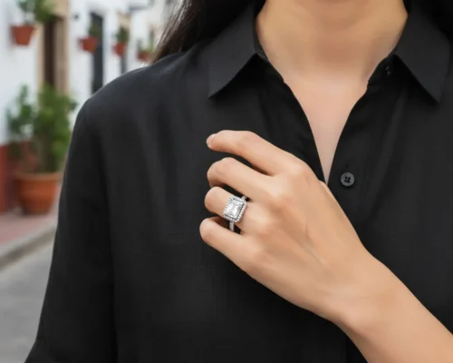 Anillo De Plata Halo Brillante