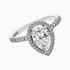 Anillo De Plata Halo Corte Pera Grande