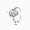 Anillo De Plata Halo Corte Pera Grande