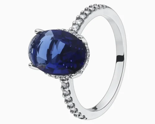 Anillo De Plata Halo Ovalado Azul Anillo De Plata Halo Ovalado Azul