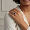 Anillo De Plata Halo Ovalado Azul