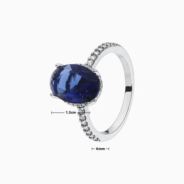 Anillo De Plata Halo Ovalado Azul
