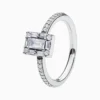 Anillo De Plata Halo Rectangulo Brillante