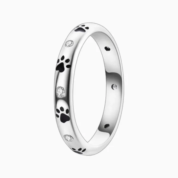 Anillo De Plata Huellas De Mascota