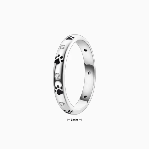 Anillo De Plata Huellas De Mascota