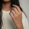 Anillo De Plata Moño Rosa Completo