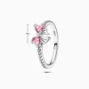 Anillo De Plata Moño Rosa Completo