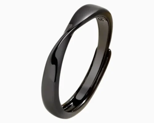 Anillo De Plata Negro Ajustable