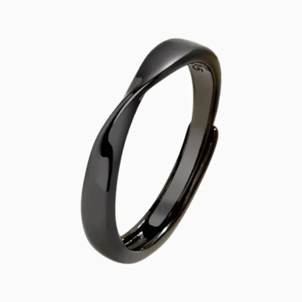 Anillo De Plata Negro Ajustable