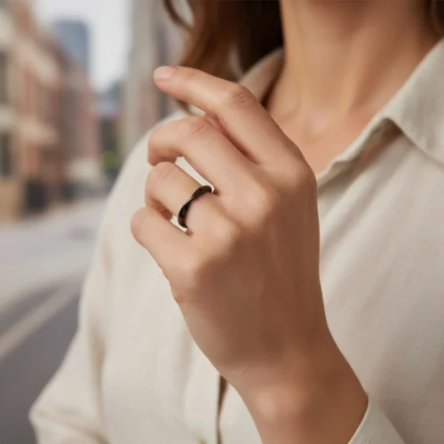 Anillo De Plata Negro Ajustable