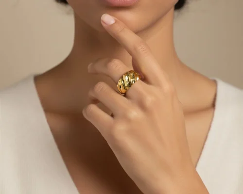 Anillo De Plata Ondas Llamativas