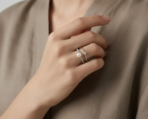 Anillo De Plata Perla Doble Banda