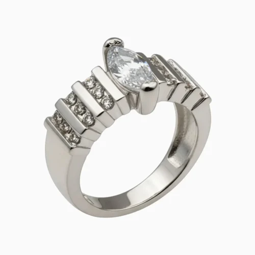 Anillo De Plata Piedra Brillante