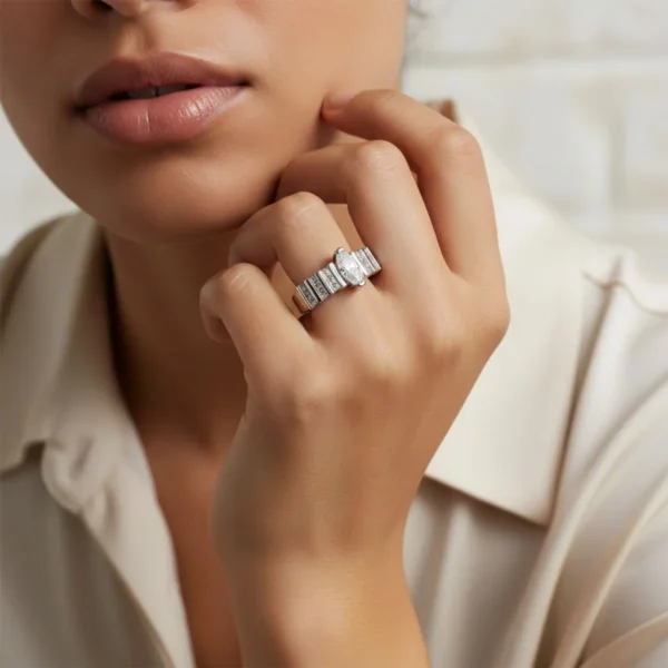 Anillo De Plata Piedra Brillante
