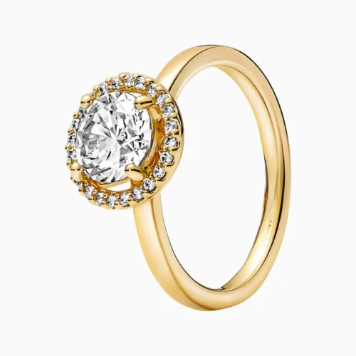 Anillo De Plata Redondo Superior Dorado
