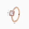 Anillo De Plata Rosa Halo Cuadrado