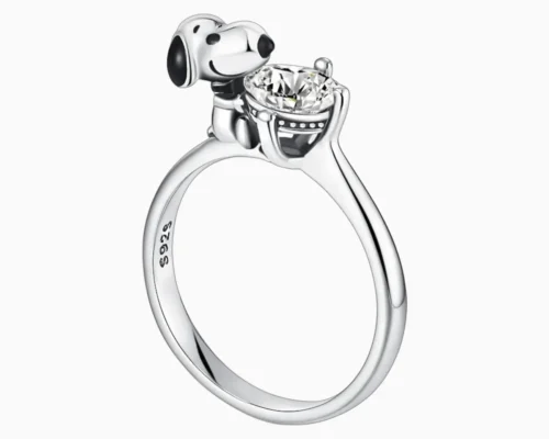 Anillo De Plata Snoopy Brillante Anillo De Plata Snoopy Brillante