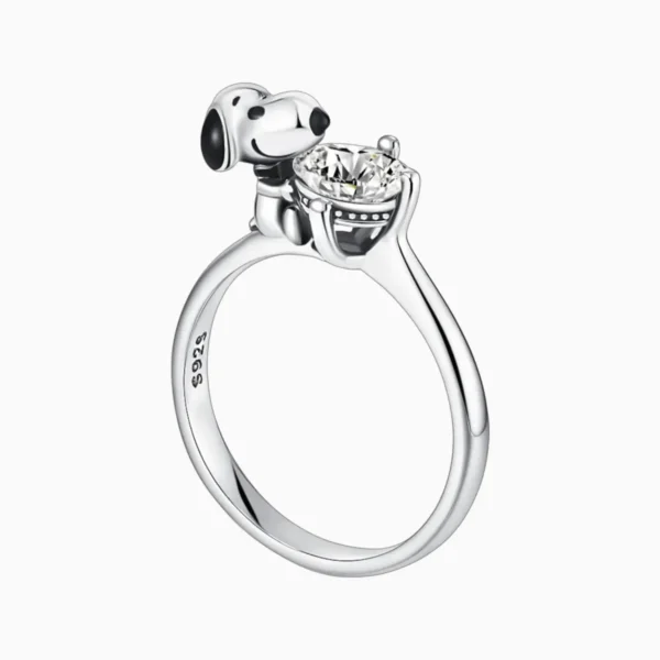 Anillo De Plata Snoopy Brillante