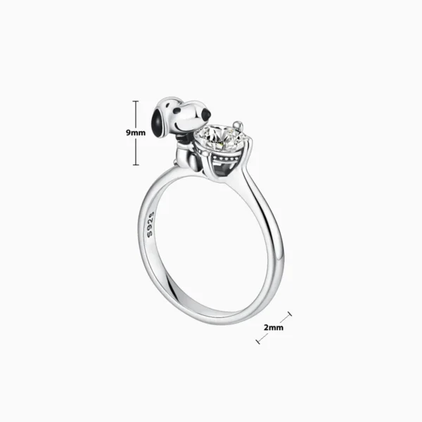Anillo De Plata Snoopy Brillante