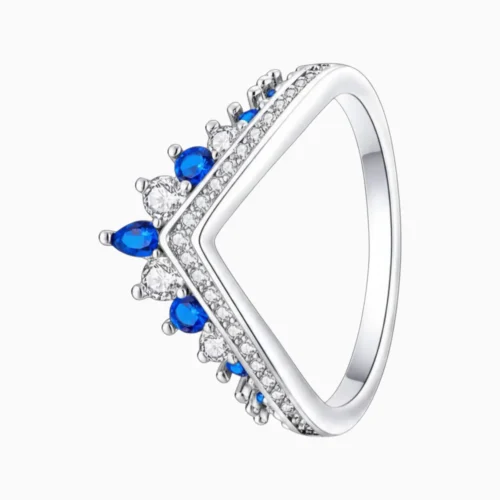 Anillo De Plata Tiara Deseo Azul