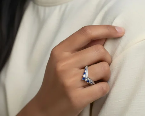 Anillo De Plata Tiara Deseo Azul