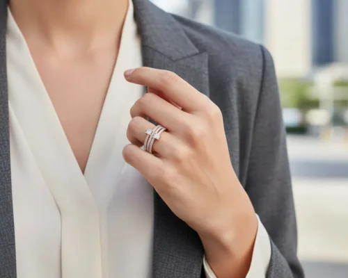Anillo De Plata Triple Banda Pave