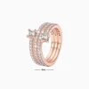Anillo De Plata Triple Banda Pave