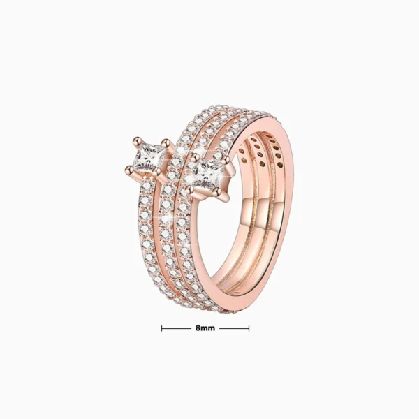 Anillo De Plata Triple Banda Pave