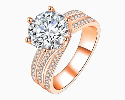 Anillo De Plata Triple Banda Rosa