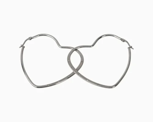 Aretes Arracadas De Acero Corazón Plateado