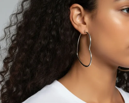 Aretes Arracadas De Acero Corazón Plateado