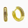 Aretes Arracadas De Oro Doble Fila Pave