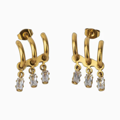 Aretes Broquel De Acero Arco Con Piedras Aretes Broquel De Acero Arco Con Piedras