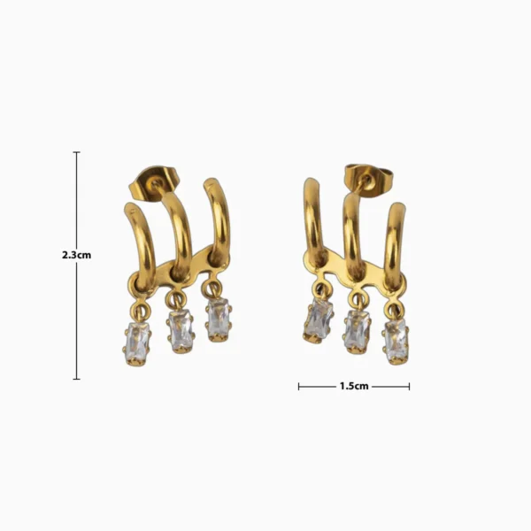 Aretes Broquel De Acero Arco Con Piedras