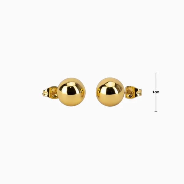 Aretes Broquel De Acero Bola Dorada 10