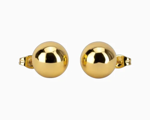 Aretes Broquel De Acero Bola Dorada 12 Aretes Broquel De Acero Bola Dorada 12