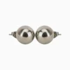 Aretes Broquel De Acero Bola Plateada