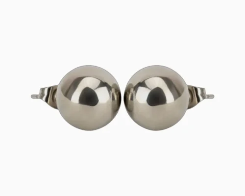Aretes Broquel De Acero Bola Plateada Aretes Broquel De Acero Bola Plateada