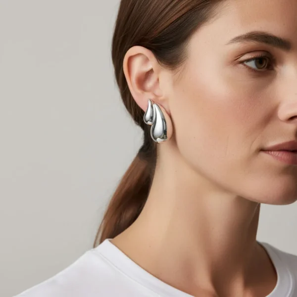 Aretes Broquel De Acero Doble Gota