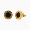 Aretes Broquel De Acero Redondo Numeros Romanos Dorado