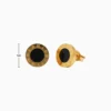 Aretes Broquel De Acero Redondo Numeros Romanos Dorado