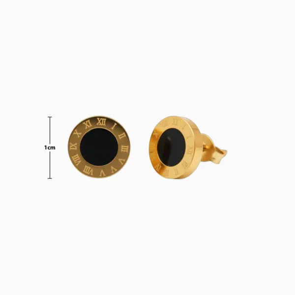 Aretes Broquel De Acero Redondo Numeros Romanos Dorado Aretes Broquel De Acero Redondo Numeros Romanos Dorado