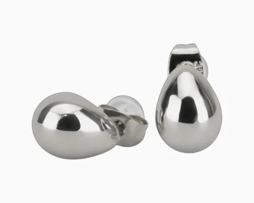 Aretes Broquel De Gota Plateada Aretes Broquel De Gota Plateada