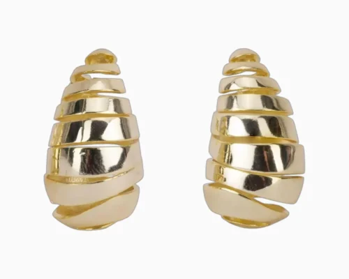 Aretes Broquel De Oro Gota Cortada