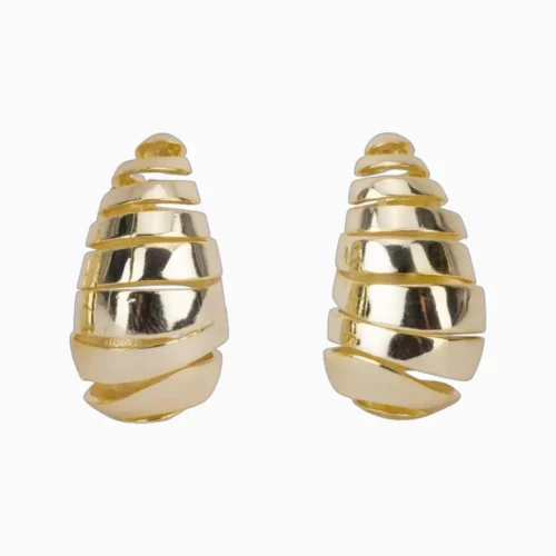 Aretes Broquel De Oro Gota Cortada